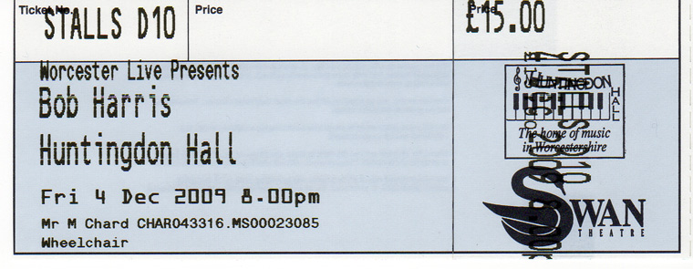 BOB HARRIS Ticket